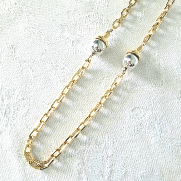 40" Goldtone Cable Link Station Necklace - Picture 5 of 8